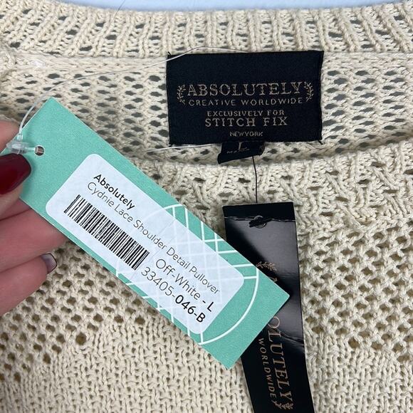 Absolutely Creative Worldwide for Stitch Fox NWT cream knit sweater size large - Picture 4 of 8